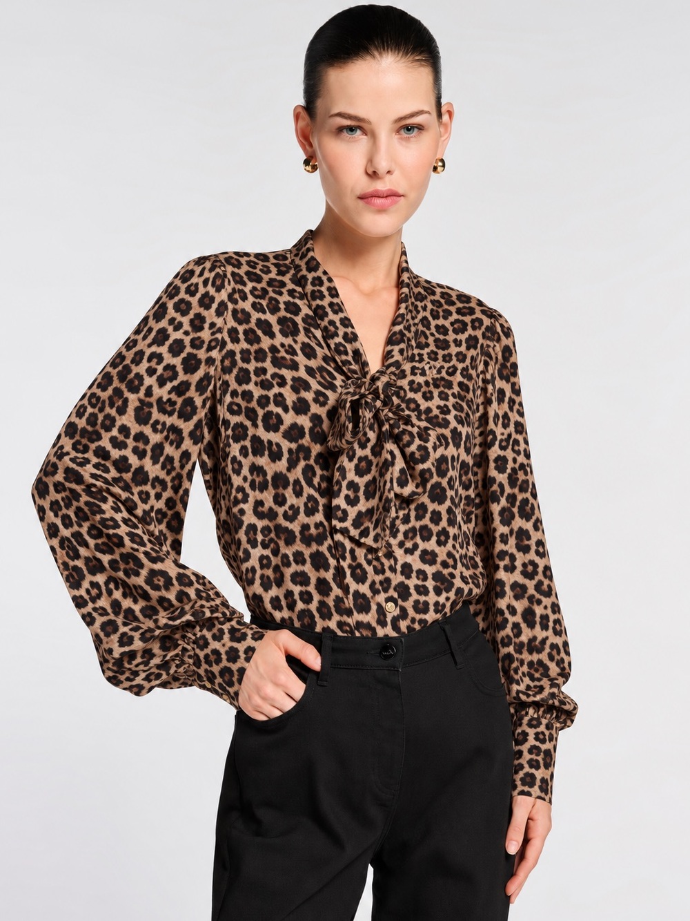 Weill Paris Silk Blend Pussybow Blouse $399 Balloon Sleeve Excellent  4 / US XL